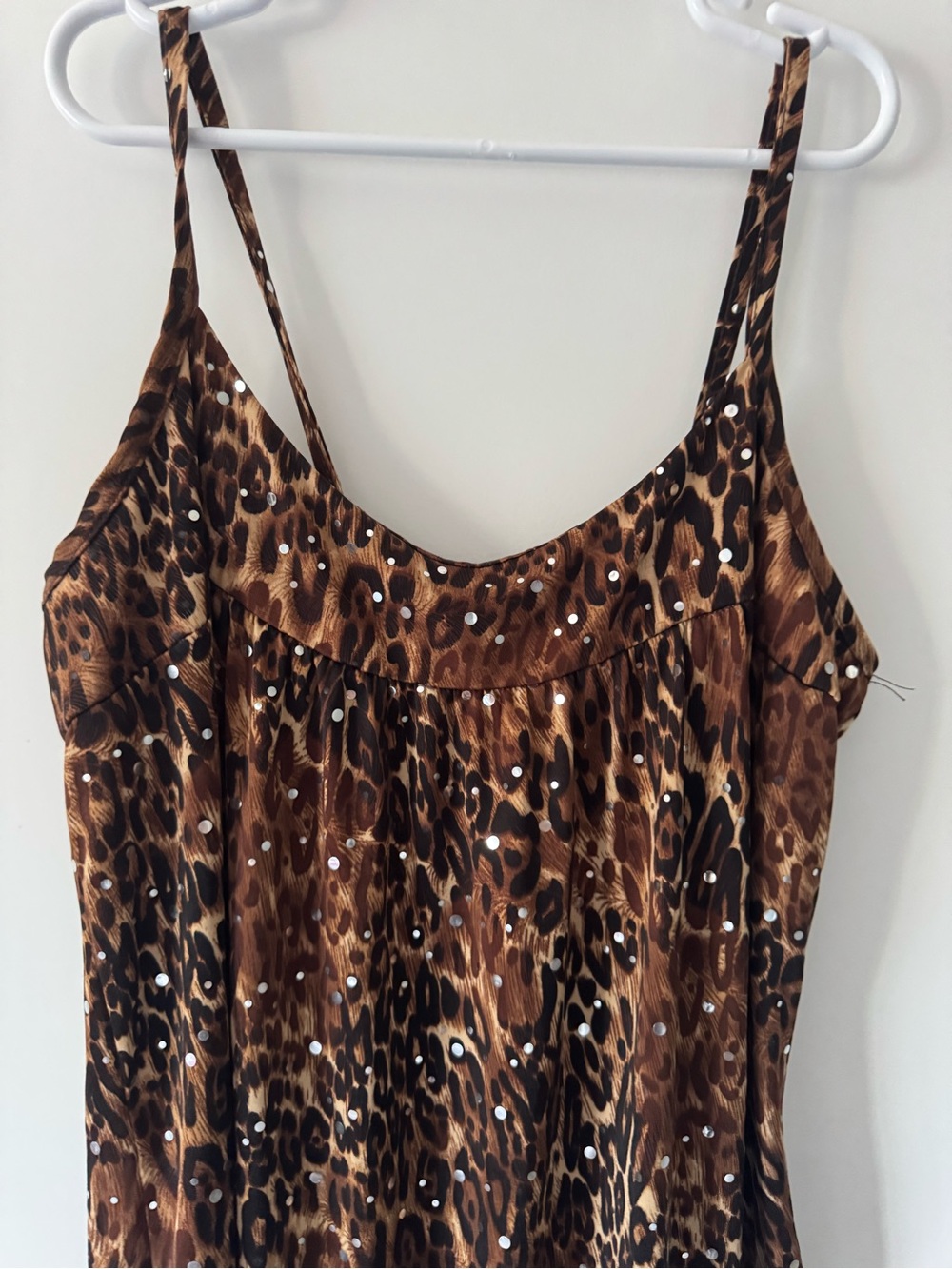 Sparkly Leopard Print Ruched Slip Mini Dress